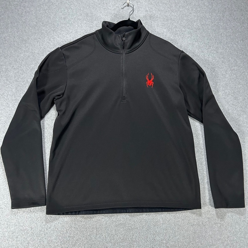 Spyder Pullover 1/4 Zip Mens L Black Athleisure Ski Sportswear